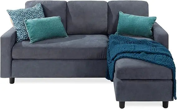 Modern Upholstered L-Shape Sectional Sofa with Chaise Lounge