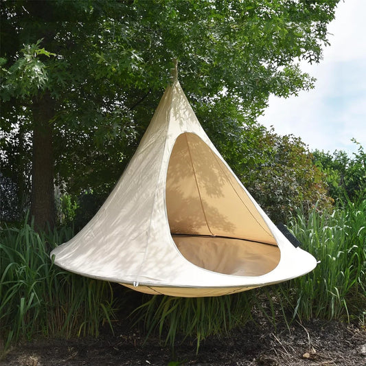 Double Cacoon Hanging Chair for Two Cozy Indoor Outdoor Hammock with Polyester Canvas 440 Pound Capacity