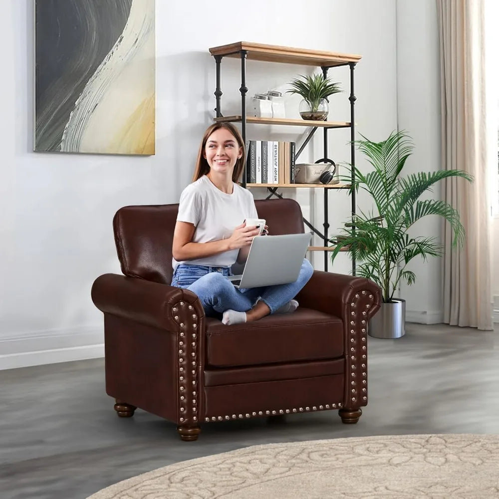 Faux Leather Mid Century Modern Accent Chair for Stylish Living