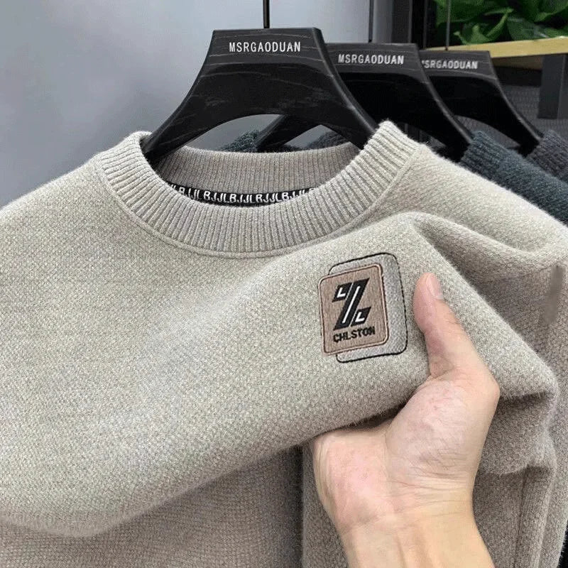 ZHUOFUCN Men's O-Neck Sweatercoat Plush Fleece Lined Autumn Winter