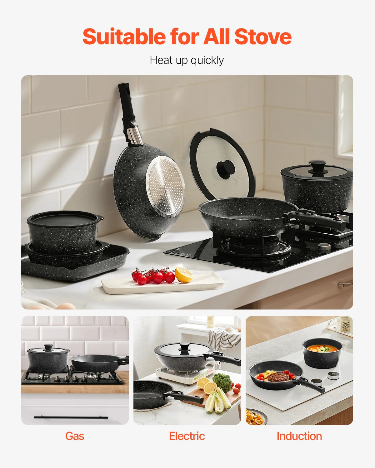 VEVOR 17 Piece Nonstick Cookware Set for Modern Kitchens