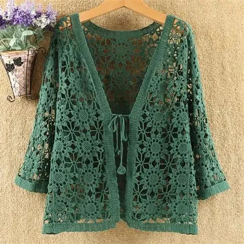 Pateekate Hollow Lace Cardigan Sweater for Women