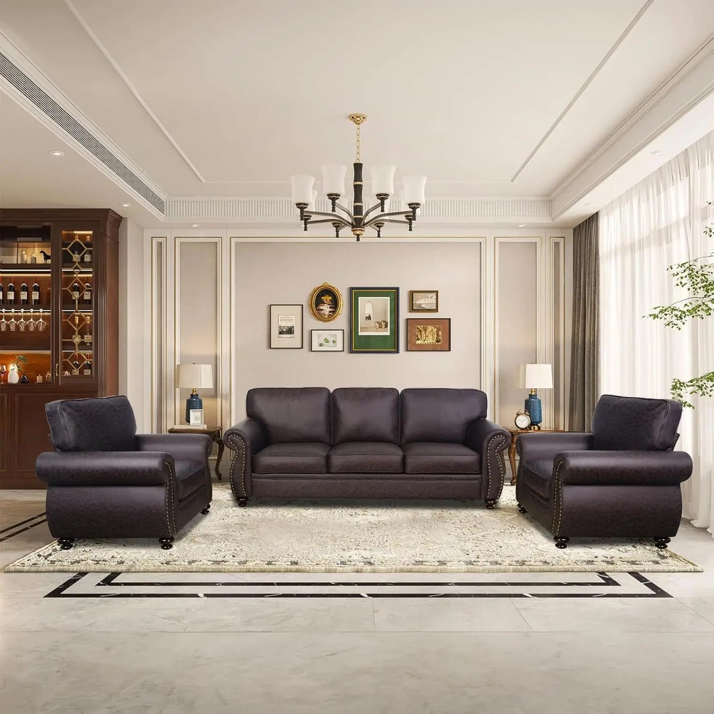 Angduo Mid Century Modern Single Sofa With Rivet Design