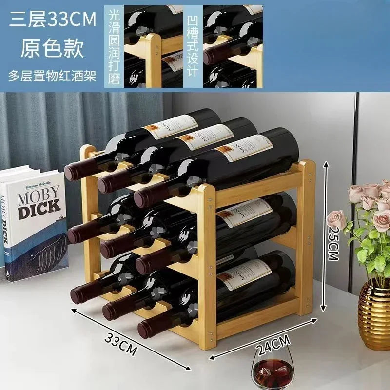 Wooden Wine Rack Display Grid Storage Shelf For Tabletop