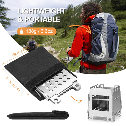 Portable Stainless Steel Folding Wood Stove for Outdoor Cooking