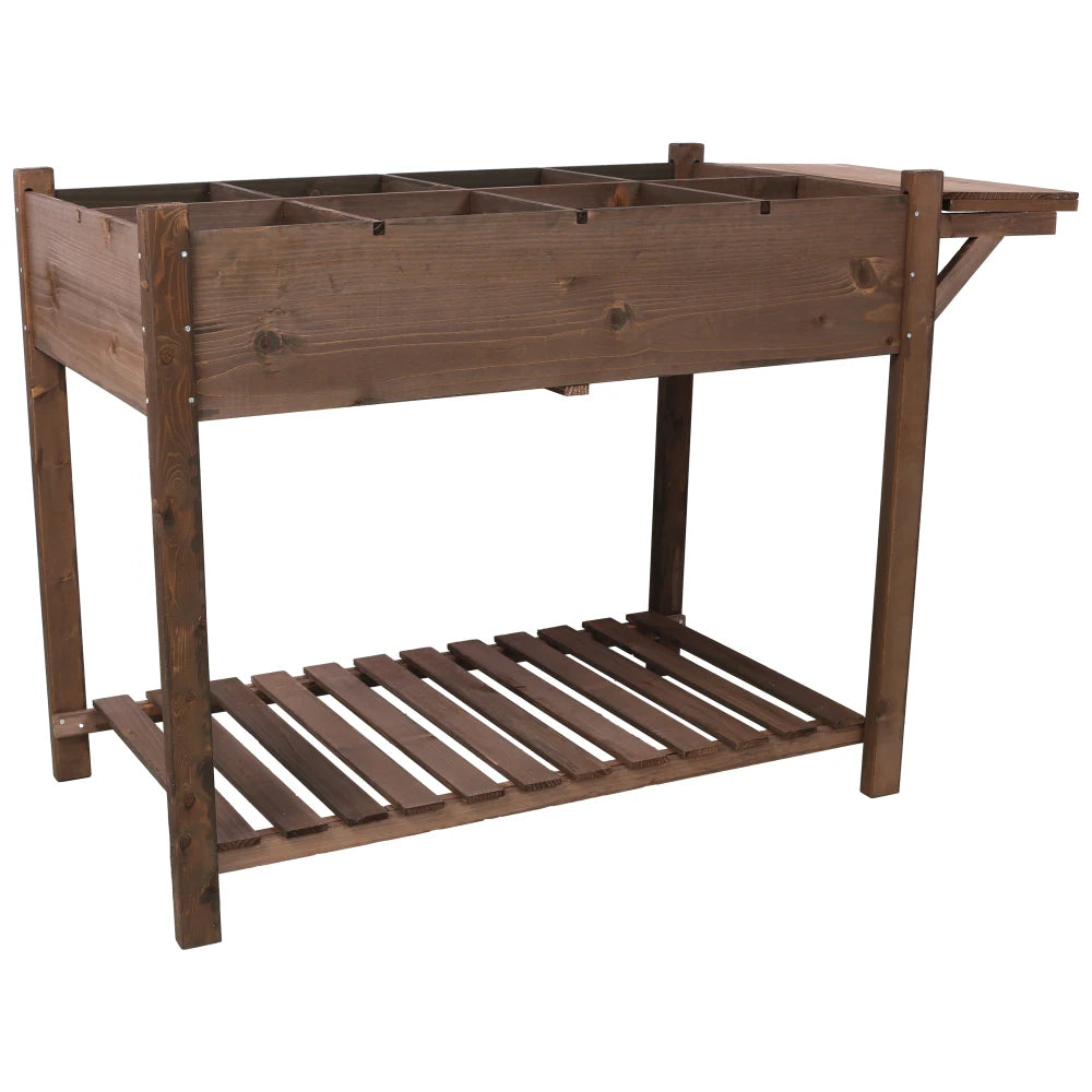 Hign-concerned Raised Garden Bed Wood Planter Stand Shelf