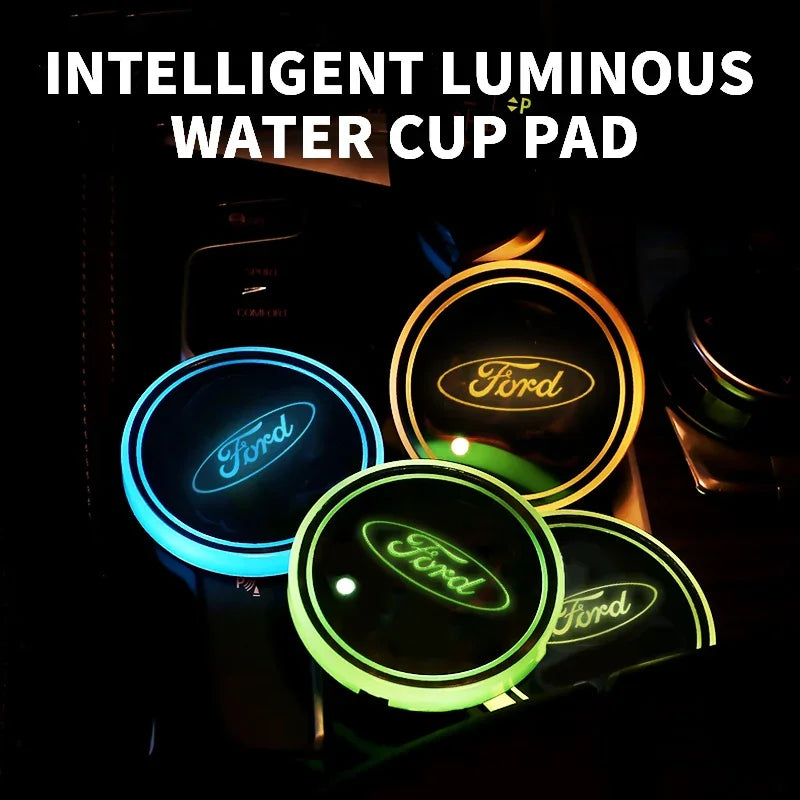 Ford Universal LED Car Cup Holder RGB Light Pad Accessory