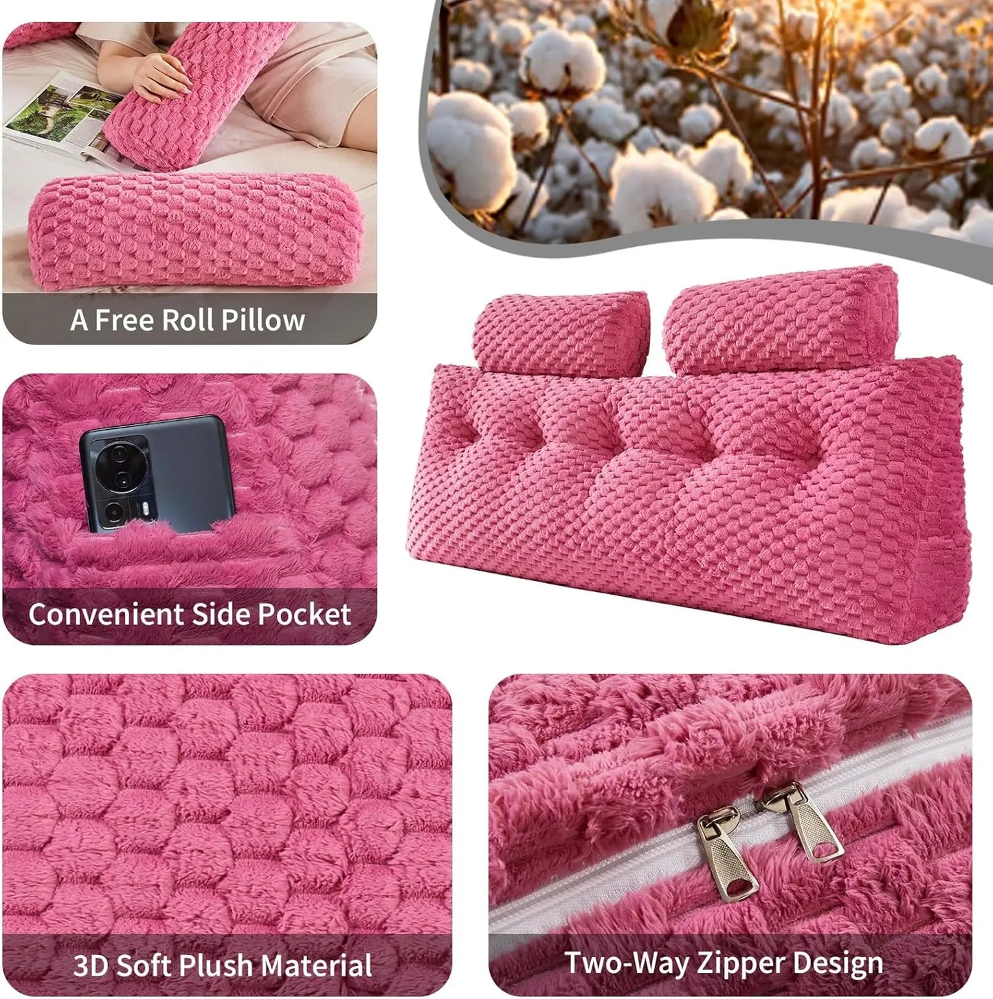 Sichuan Wedge Headboard Pillow for Neck Roll Bolster
