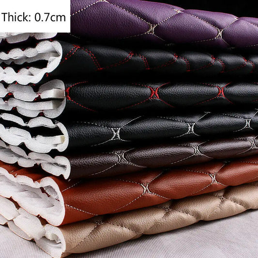100x158cm Faux Leather Fabric Sponge Quilted Embroidered Car Interior Material and Home Decor PVC Fabric