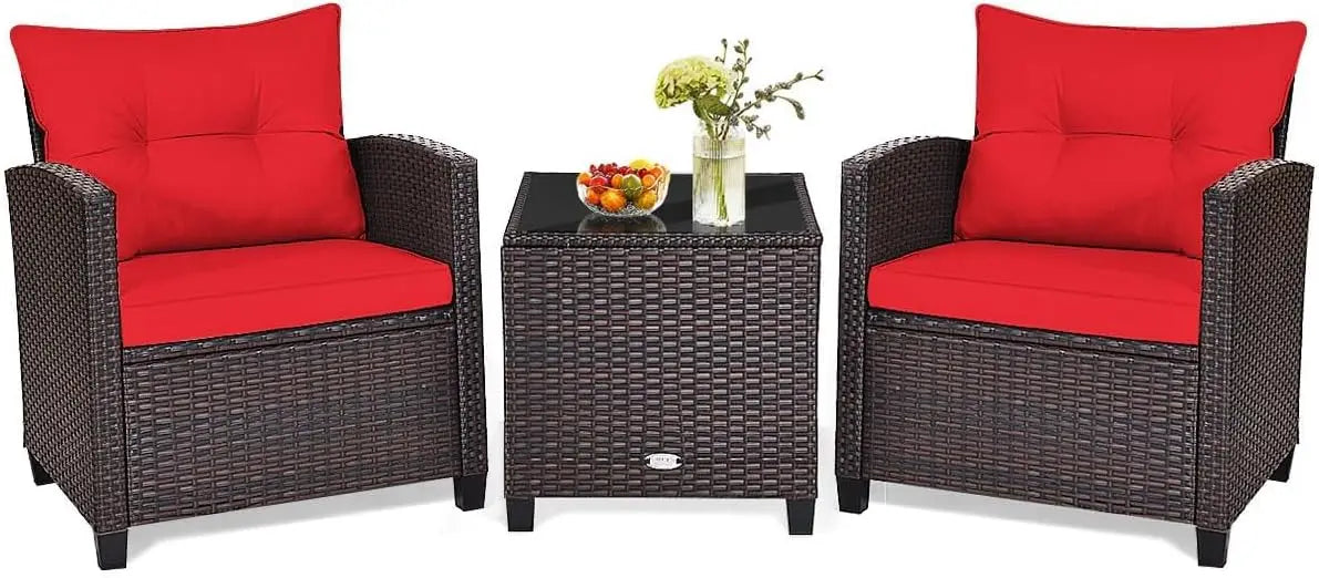 Patio Conversation Set with Washable Cushions and Coffee Table