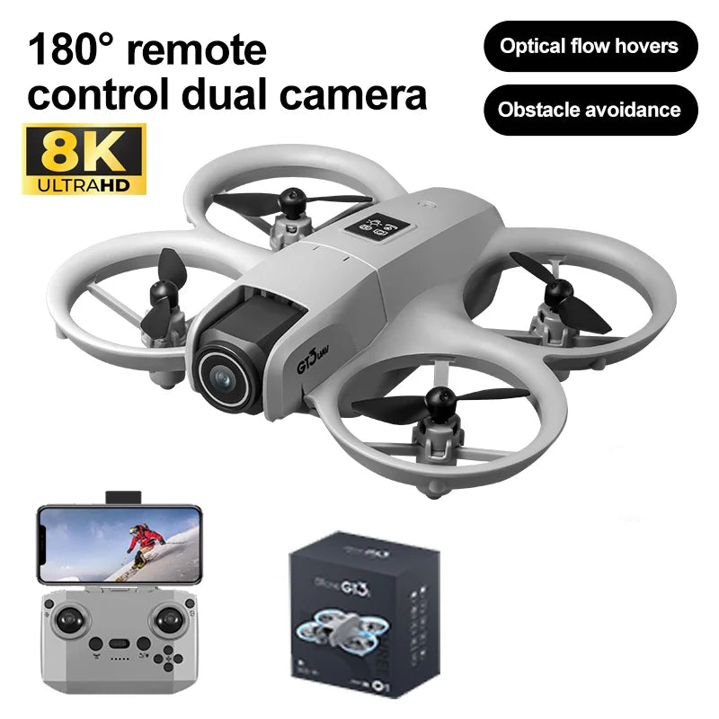 GT3 Mini LED Foldable Drone GPS 8K HD Dual Camera Brushless Motor Obstacle Avoidance Quadcopter RC Toys Gifts