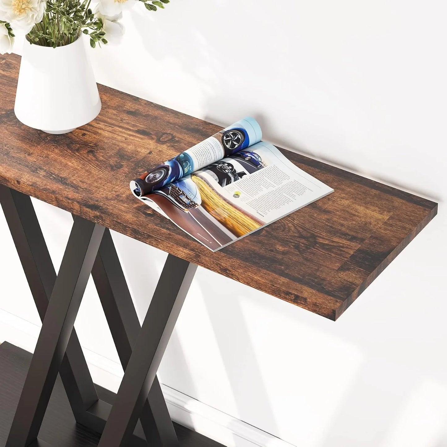 Little Tree Industrial Console Table For Entryway Hallway