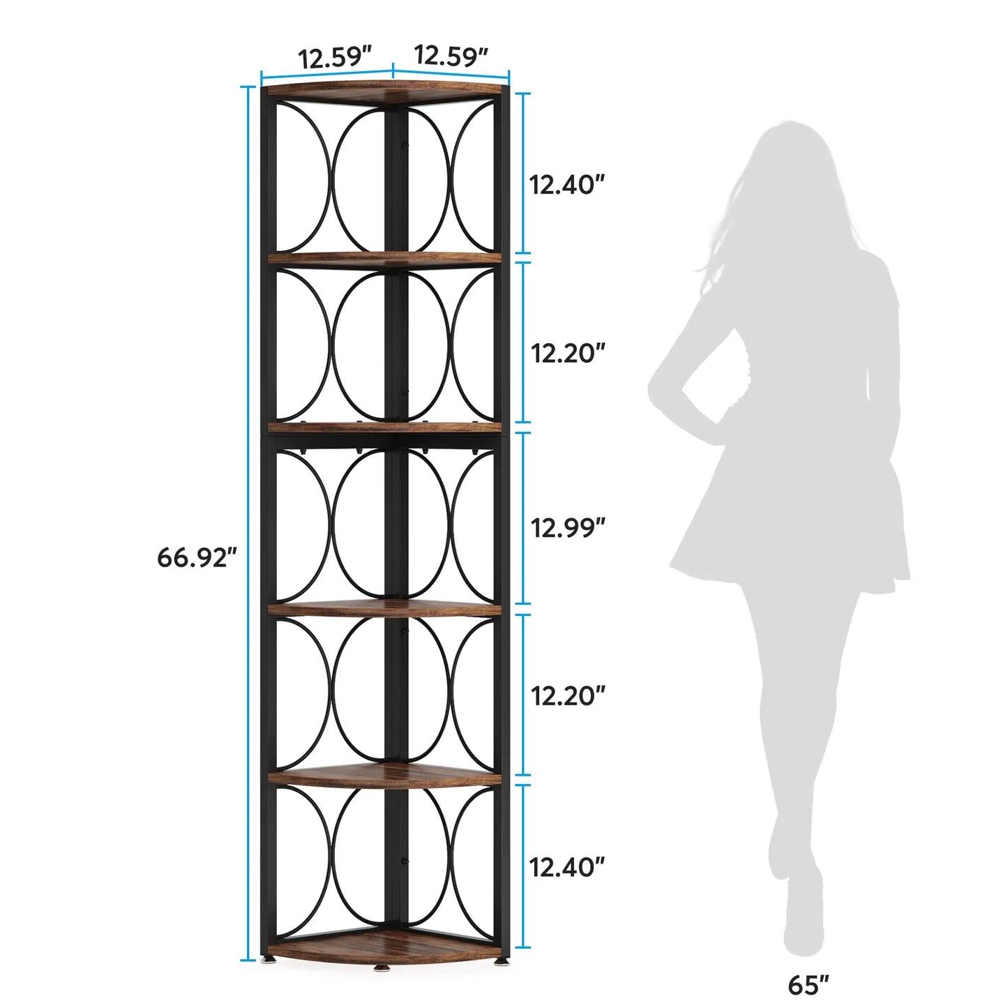 Tribesigns 6 Tier Corner Shelf Rustic Bookcase Storage