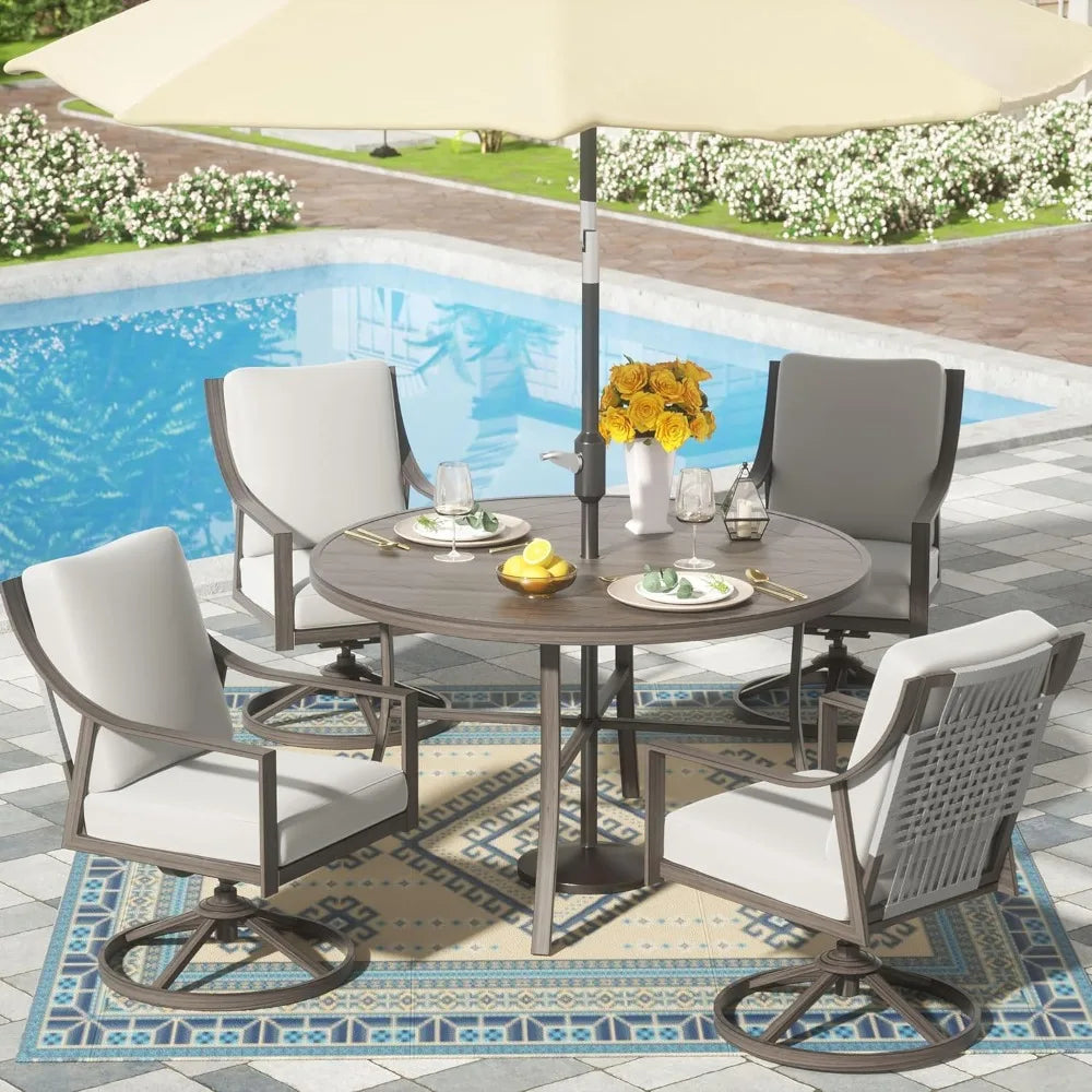 HUANZHUANG Outdoor Patio Dining Set With 4 Chairs And Table