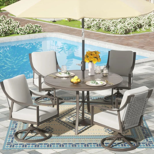 HUANZHUANG Outdoor Patio Dining Set With 4 Chairs And Table