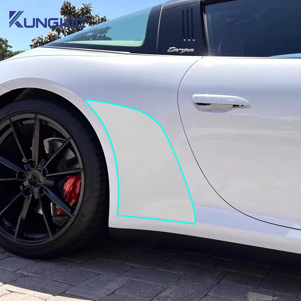 Protective Film for Porsche 911 2020 to 2024 Front Rear Door Triangle Smoked Transparent PPF TPU Paint Protection