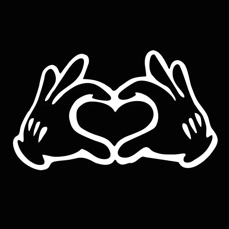 12x7cm Hand Heart Car Sticker Window Glass Body Bumper Decorative Love Gesture Vinyl Film Decor Decal Auto Tuning Accessory