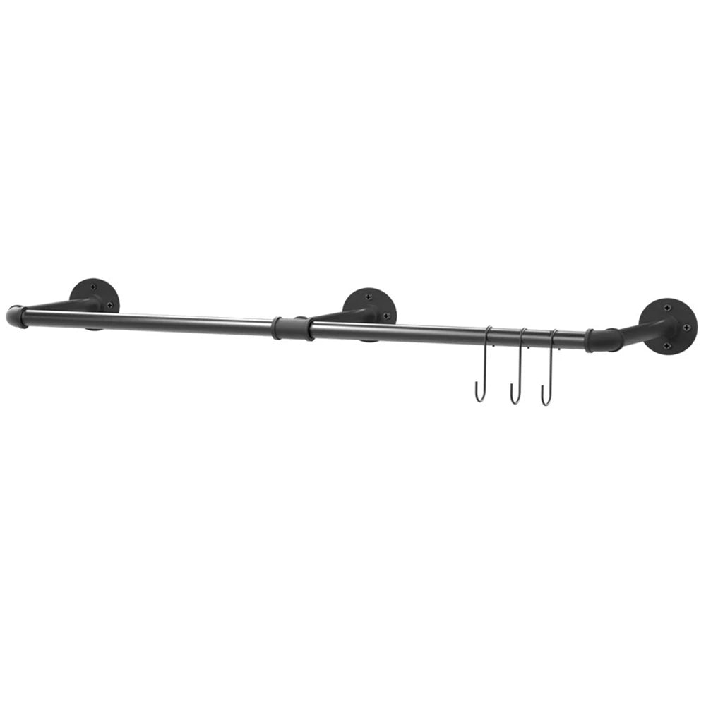 Wisfor Industrial Pipe Metal Clothes Rail Wall Mounted Rack