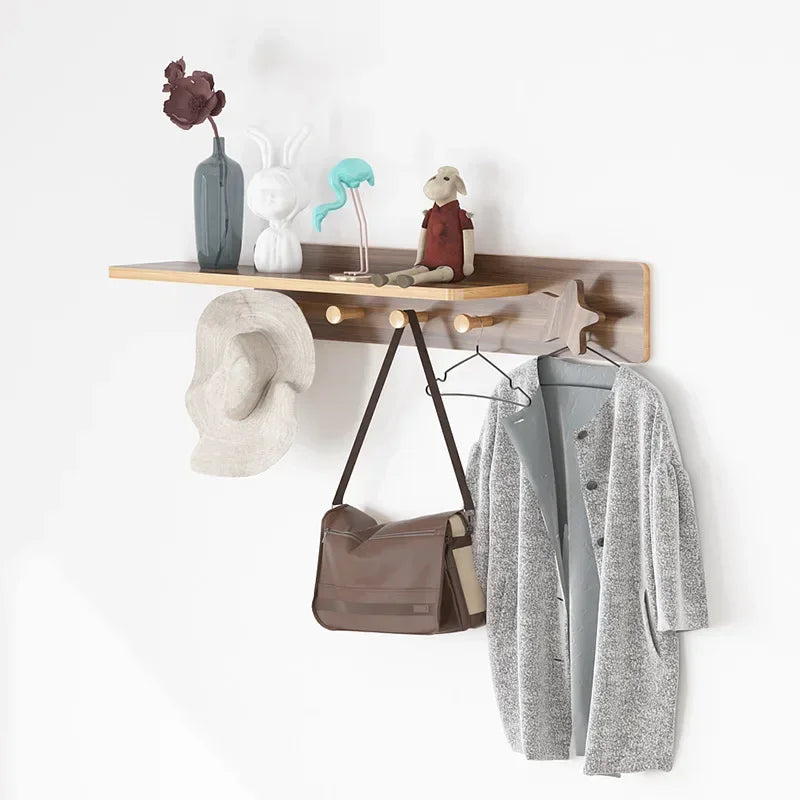 Oeny Multifunctional Coat Rack With Wall Hooks And Shelving