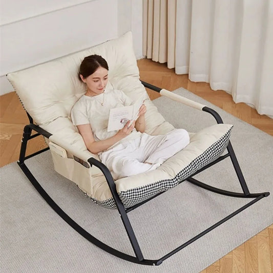 Comfortable Oversized Rattan Rocking Chair For Outdoor Relaxation