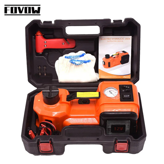 FOVOW 12V 5Ton Electric Hydraulic Floor Jack Set With Inflator