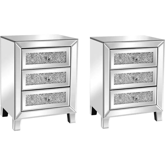 Mirrored Nightstand Set of Two for Stylish Living Rooms