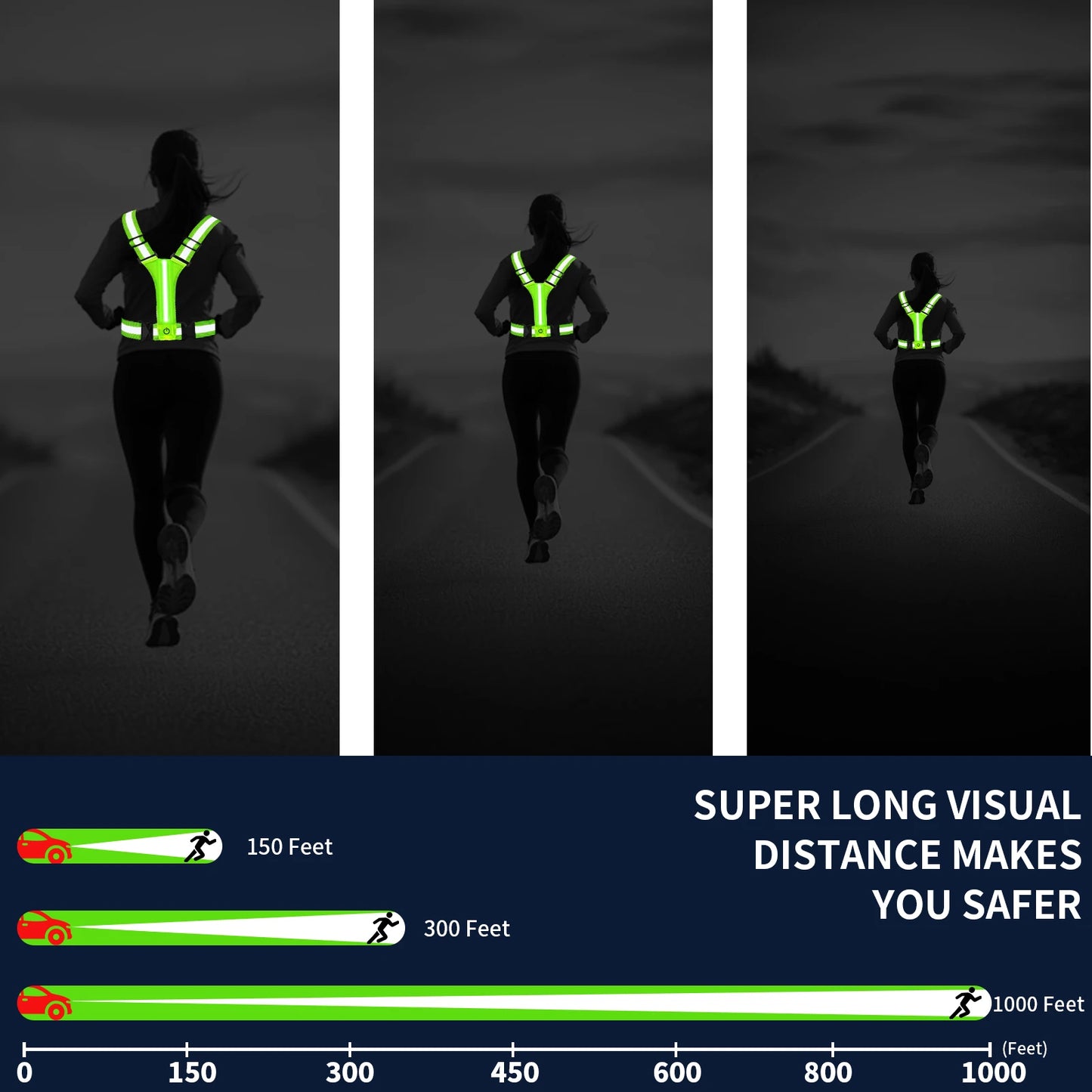Adjustable Reflective Security Vests High Visibility Rechargeable Running Gear for Outdoor Night Runners and Cyclists