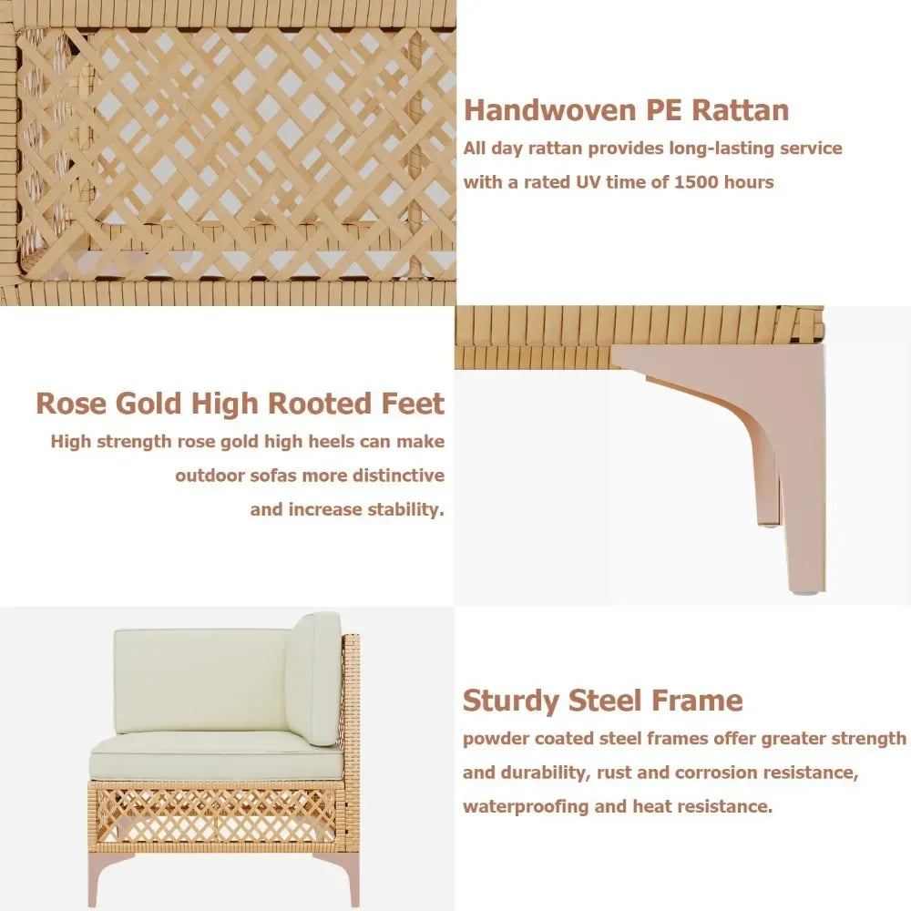 7 Piece Wicker Patio Furniture Set with Glass Table