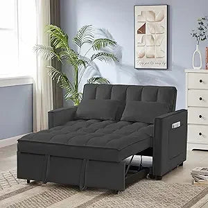 Modern 3-in-1 Convertible Sofa Bed with Swivel Side Table