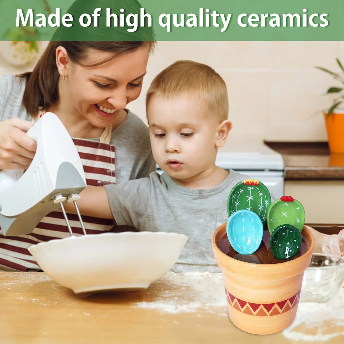 Cute Cactus Measuring Spoons Set for Fun Kitchen Use