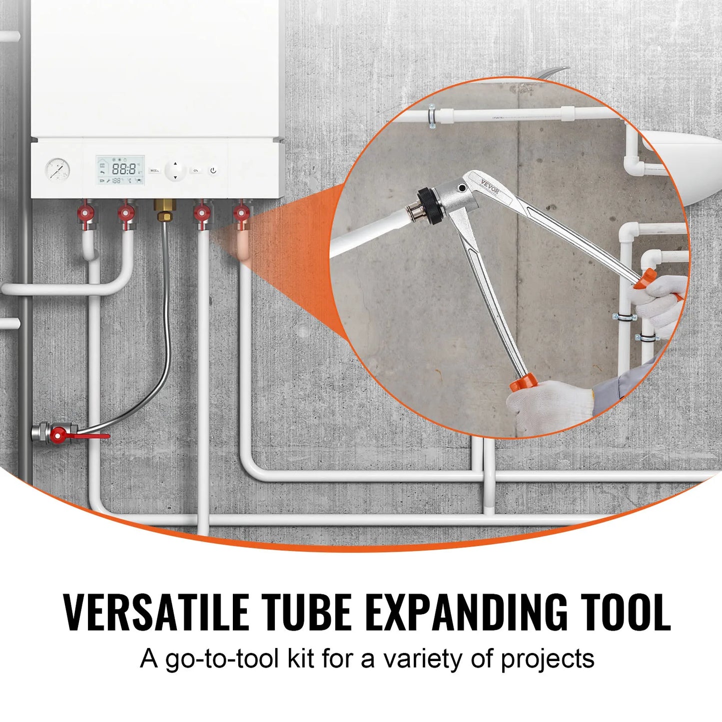 VEVOR Manual Hydraulic Pipe Tube Expander with Cutter Tool
