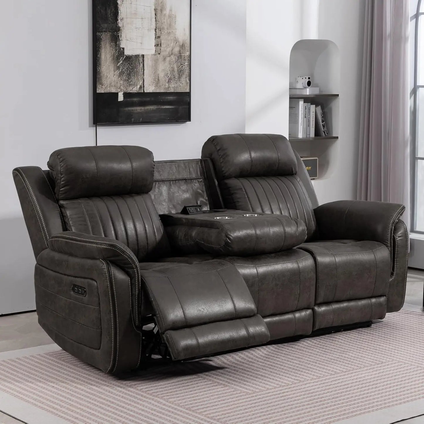 HUANZHUANG Zero Gravity Power Reclining Sofa USB Ports
