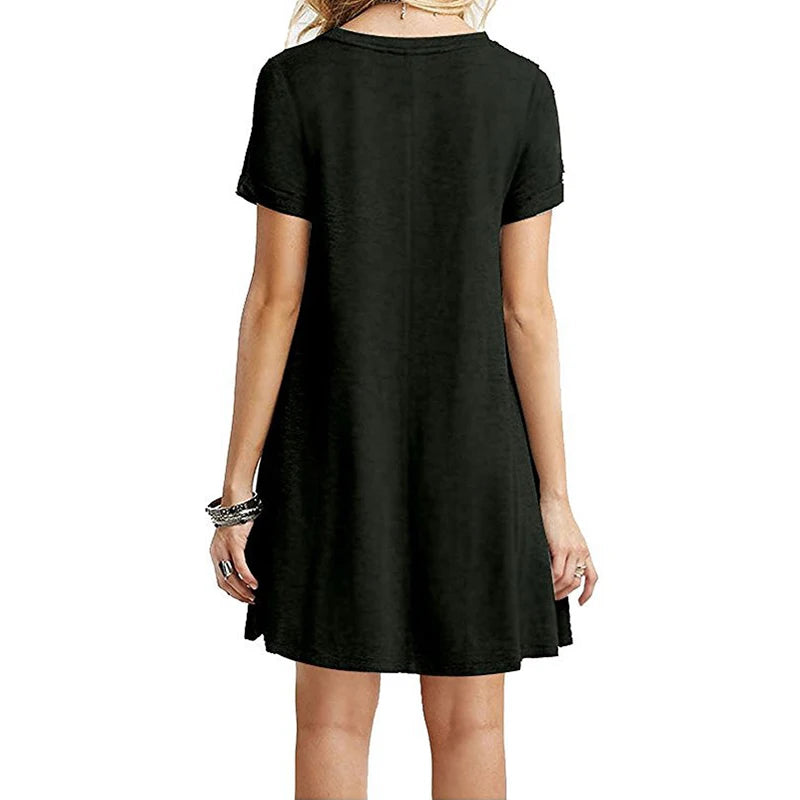 Women Casual Vintage O Neck T Shirt Dress for Everyday Wear