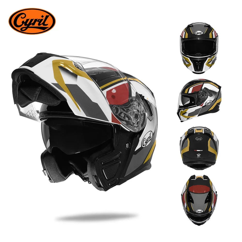 CYRIL Dual Visor Modular Motorcycle Helmet DOT Approved