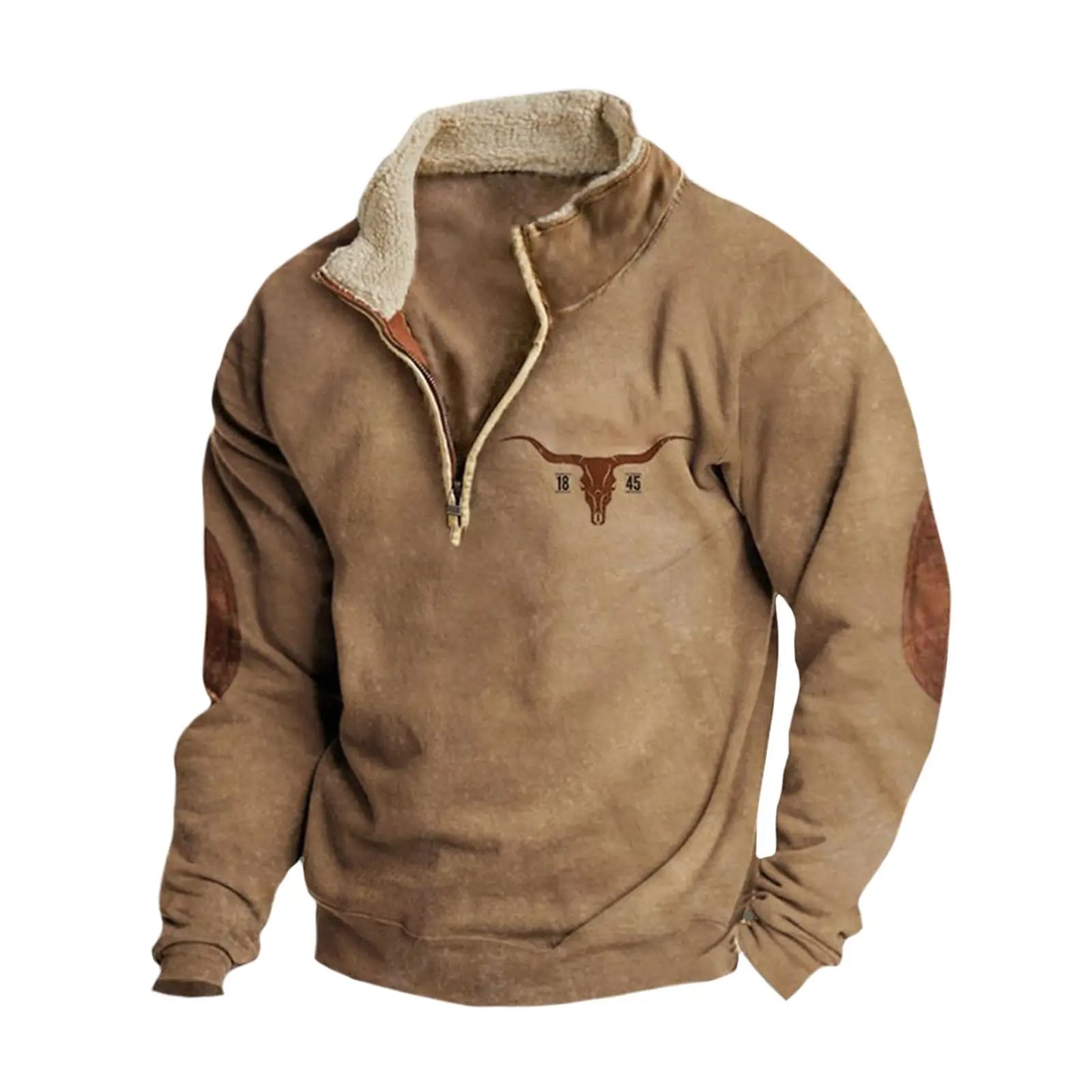 Mens Cowboy Sweatshirt Vintage Aztec Print Fleece Hoodie