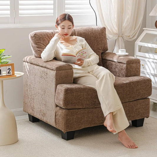 RBXC Oversized Armrest Storage Accent Chair Deep Seat