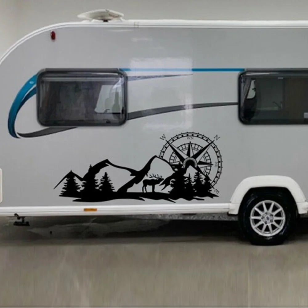 Forest Mountain Graphics Car Stickers for Motorhome Horsebox Caravan RV Camper Van Body Decor Vinyl Decals Accessories