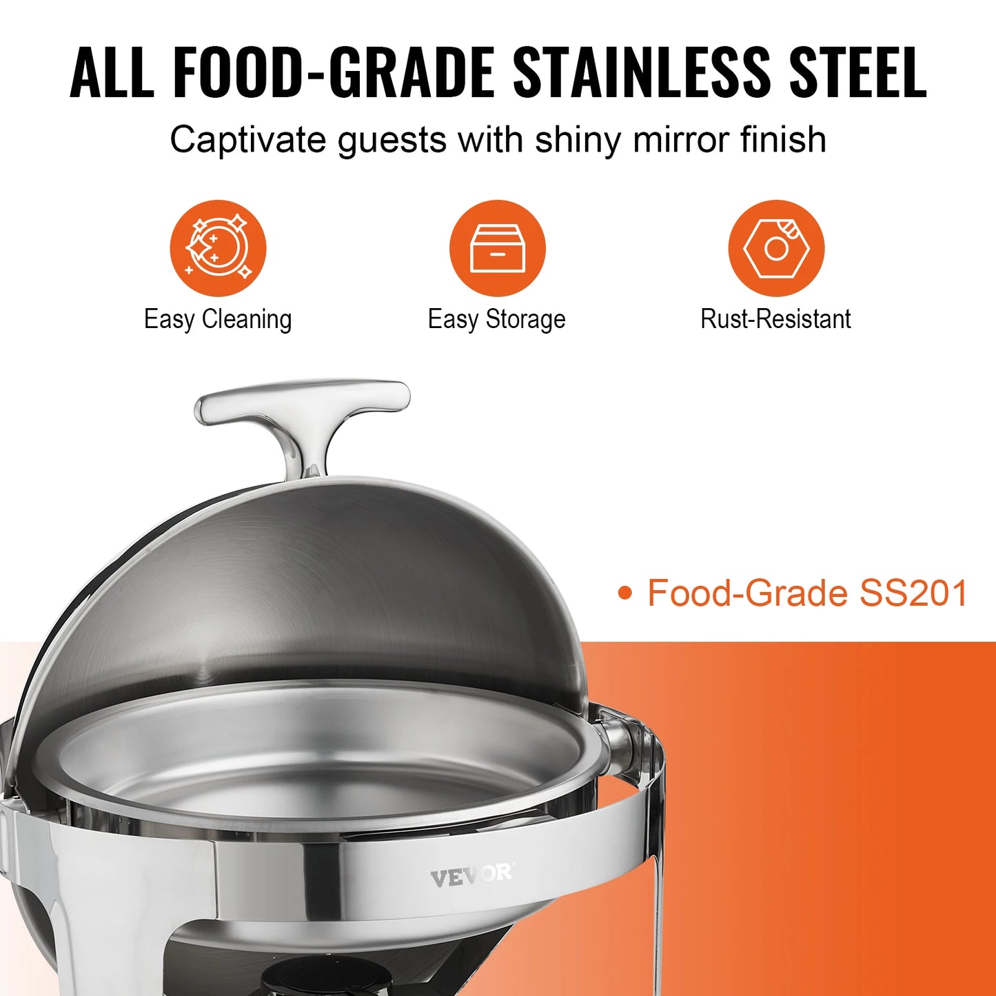 SucceBuy Roll Top Chafing Dish Buffet Set Stainless Steel