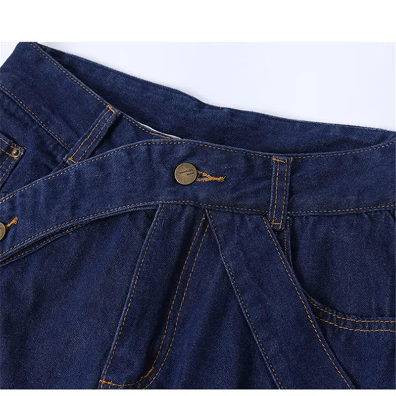 High Waist Wide Leg Denim Pants for Women's Vintage Style