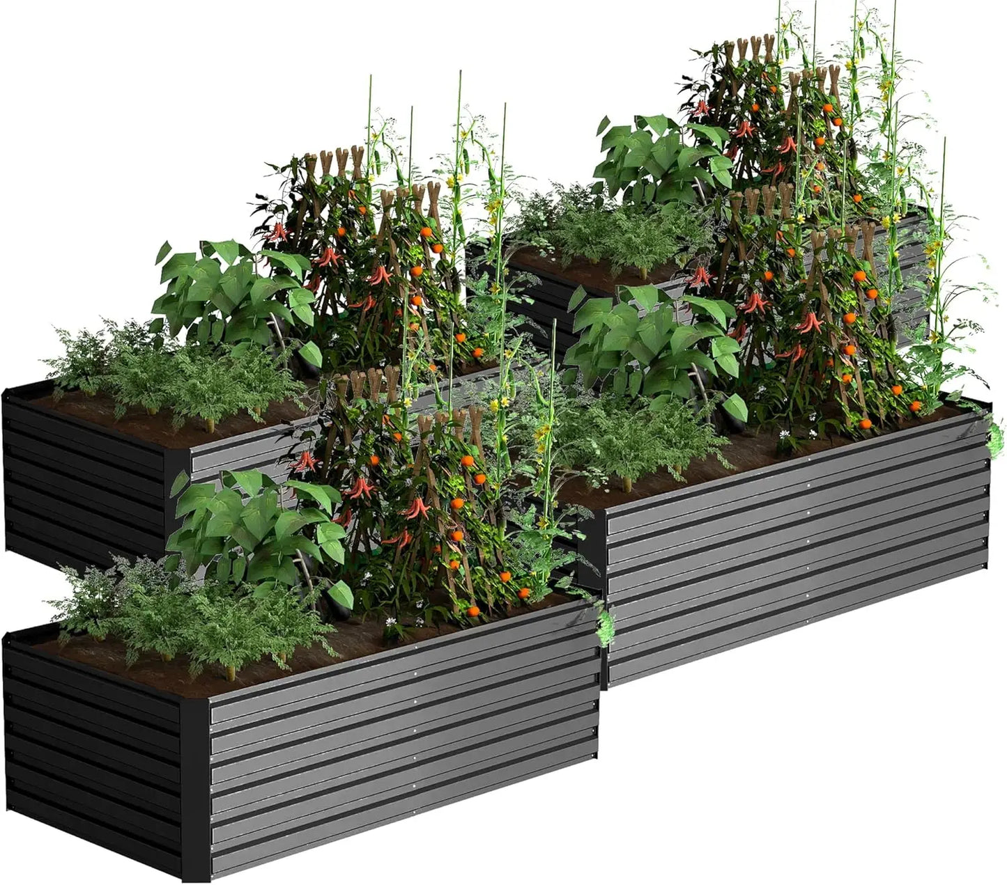 Galvanized Raised Garden Bed Deep Root Planter Box Set 72 Inch by 36 Inch by 24 Inch