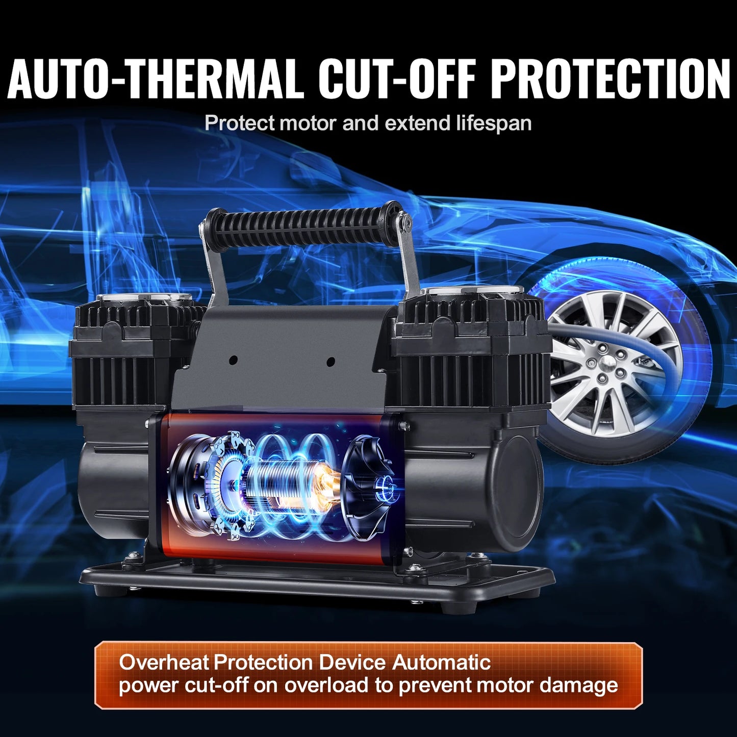 SucceBuy Dual Cylinder Heavy Duty Tire Inflator Air Compressor Adapters