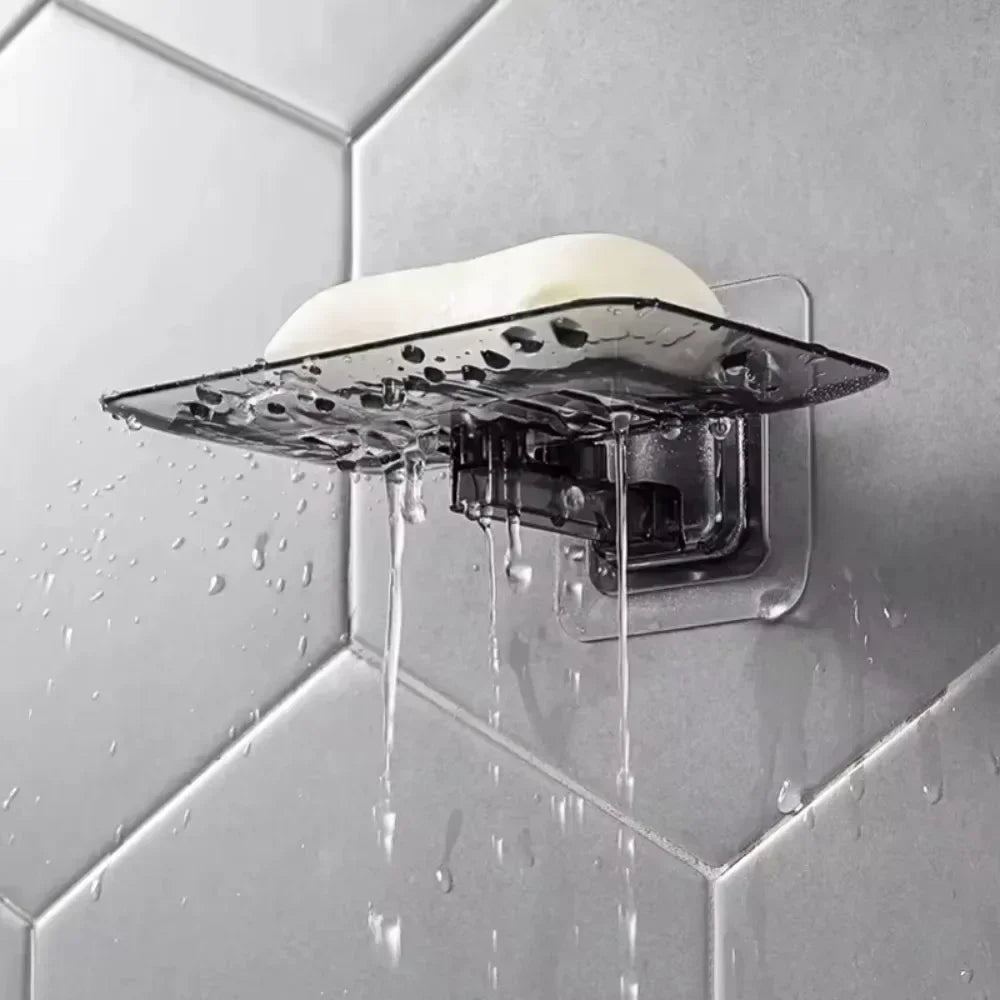 No Drilling Wall Mounted Double Layer Soap Holder Rack