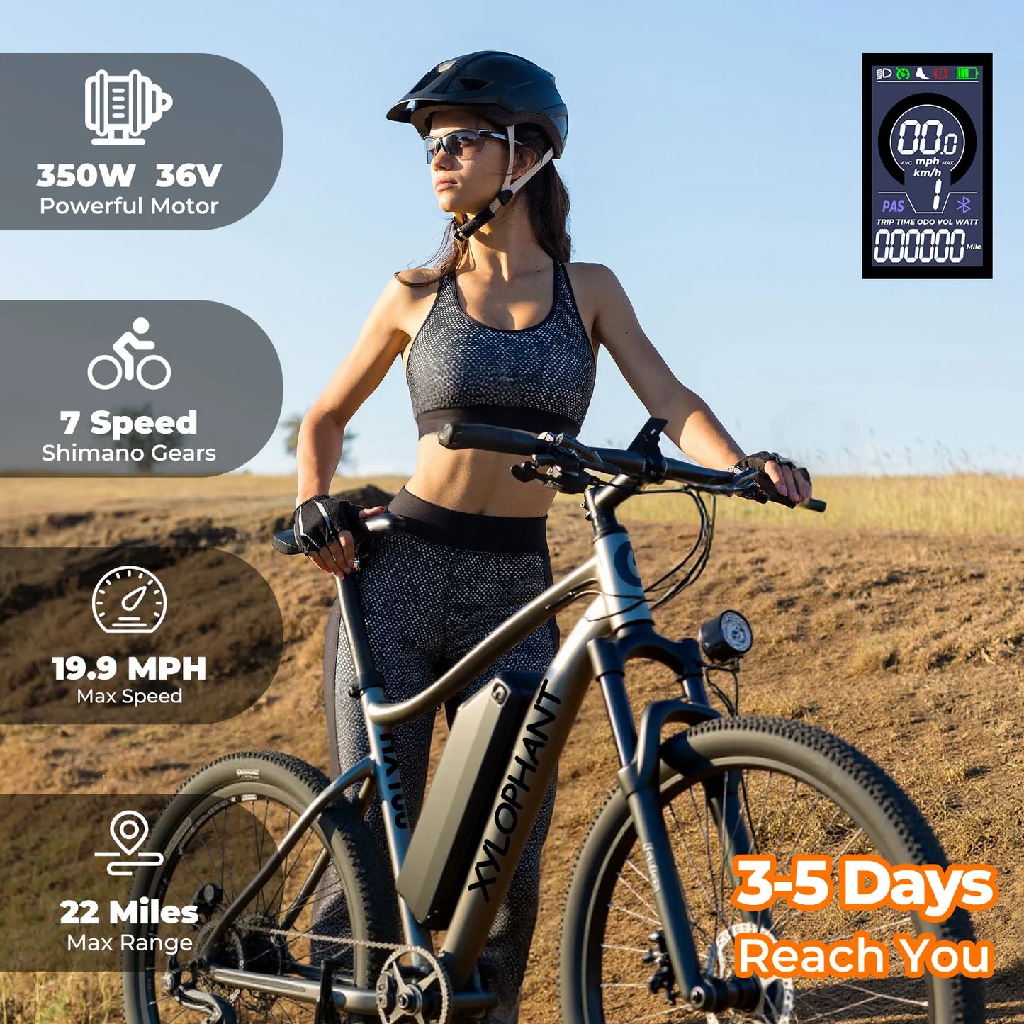 LELEKUAIF Mountain Electric Bike 350W Brushless Motor 360Wh