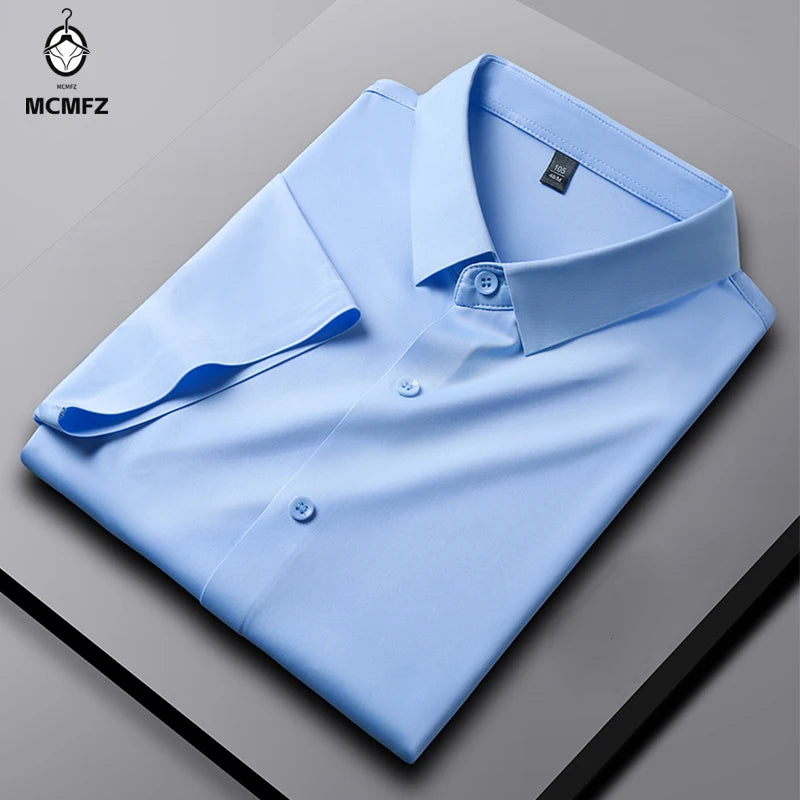 Men's Business Casual Short Sleeve Solid Color Shirt