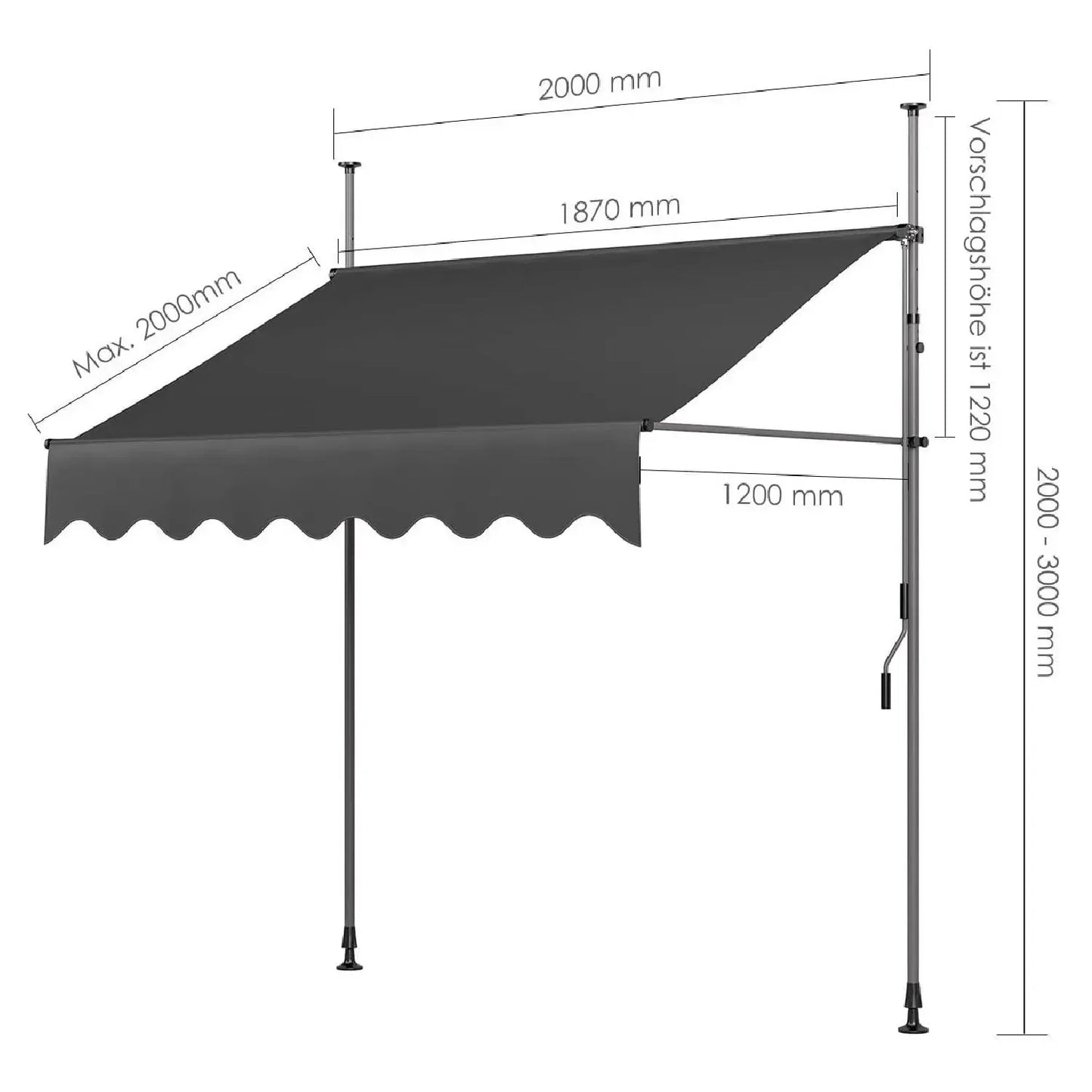 Retractable Outdoor Patio Awning Sunshade Canopy for Backyard