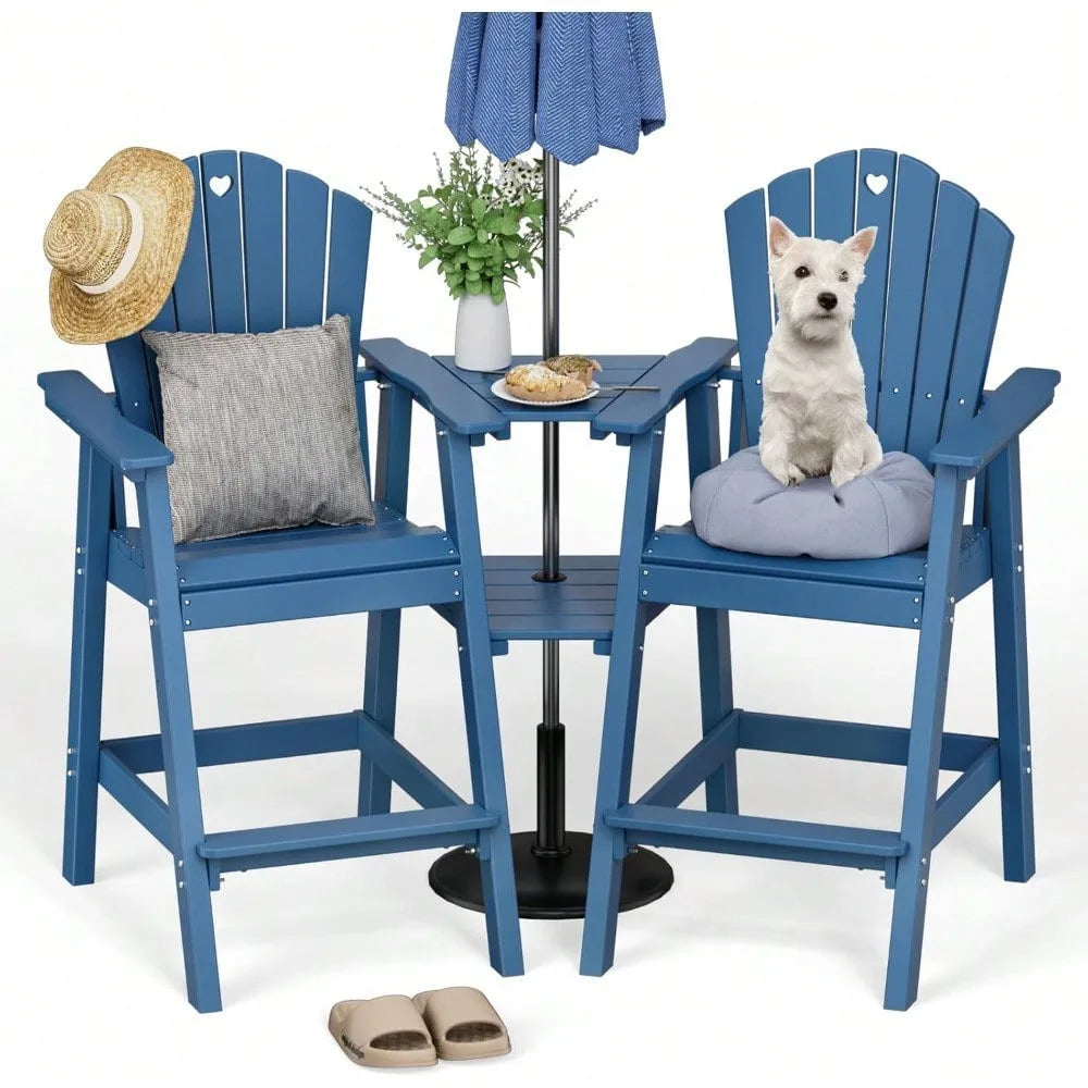 Adirondack Chairs Set Of 2 With Connecting Table HDPE