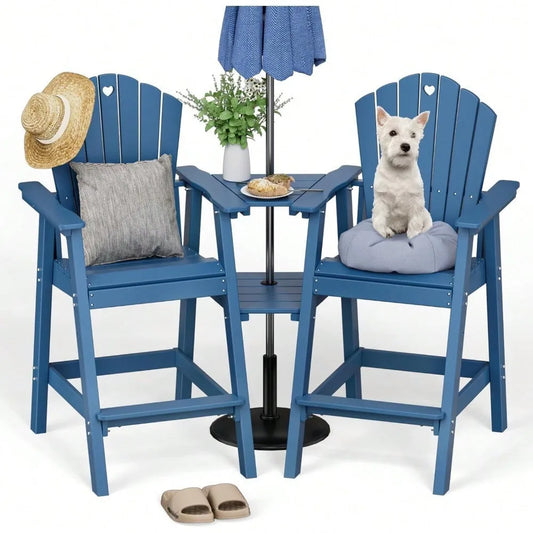 Adirondack Chairs Set Of 2 With Connecting Table HDPE