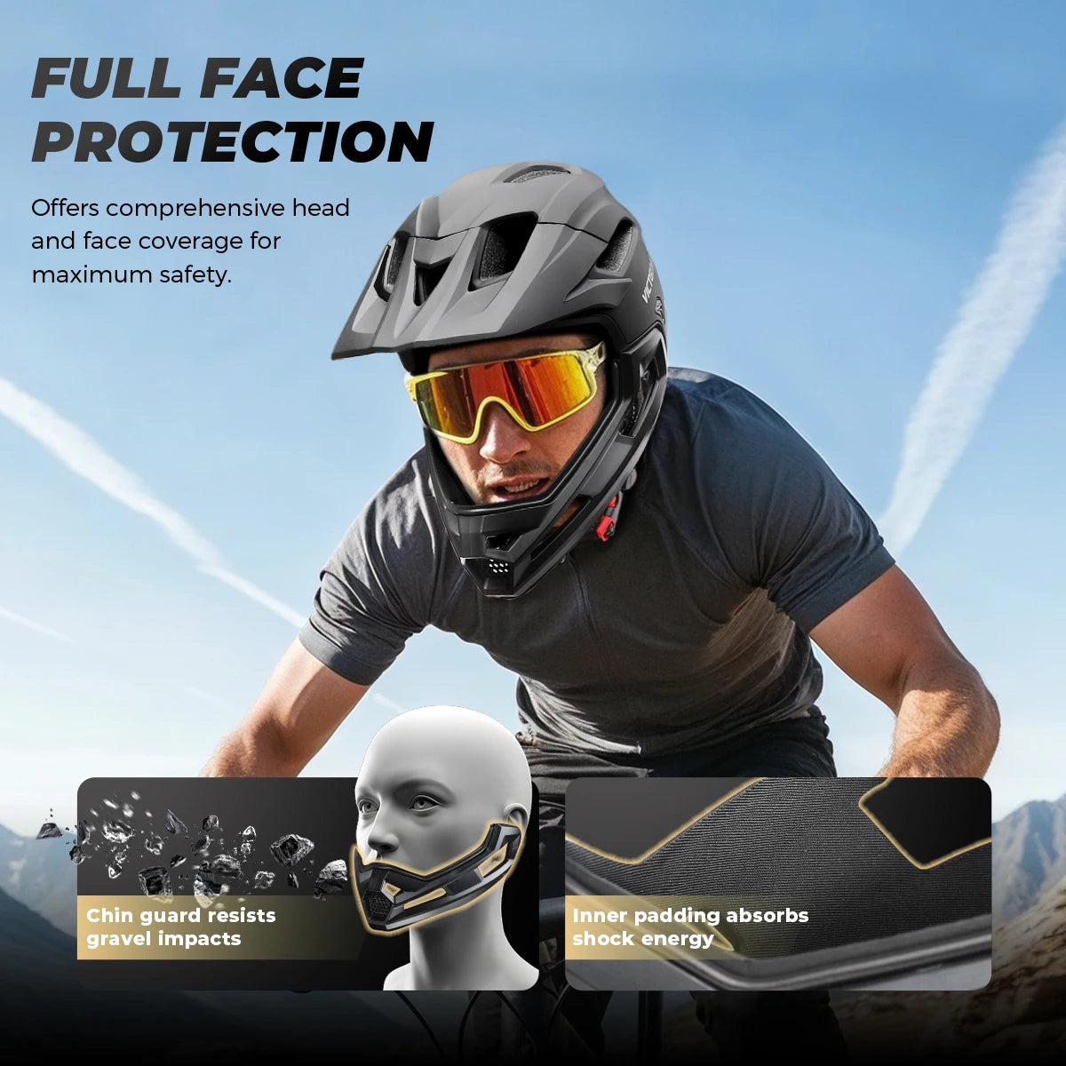 Victgoal Adult Full Face MTB Bicycle Helmet Off Road Safety