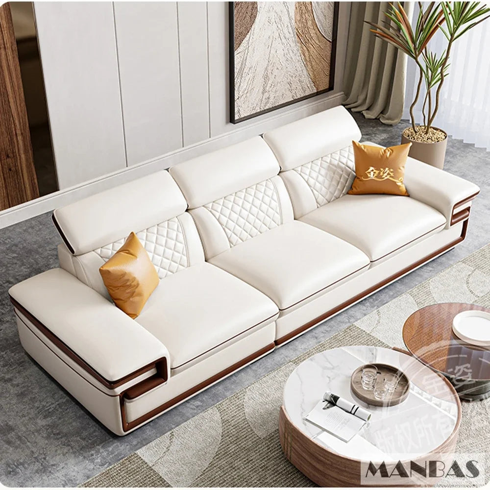 MINGDIBAOCN Italian Leather Sofa Set With Bluetooth USB