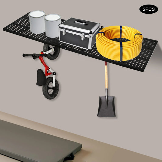 Garage Wall Shelf Storage Rack with Hooks for Organization